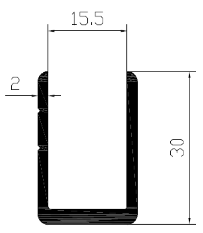 EN AW-6060 - Aluminium 30 mm Box profiles - ATP 435 - 6000 mm
