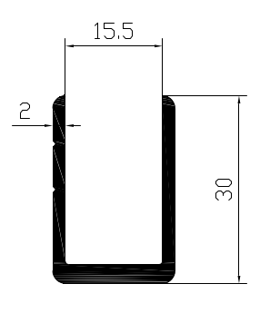 EN AW-6060 - Aluminium 30 mm Box profiles - ATP 435 - 6000 mm