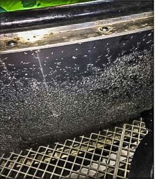 Aluminium workpiece exposed for pitting corrosion